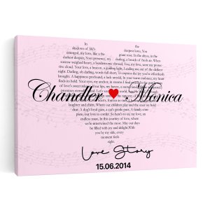 Heart Shaped Song Lyrics On Canvas Custom Print