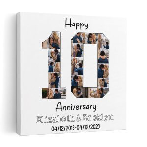 Happy 10th Anniversary Photo Collage Canvas Print