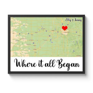 Where It All Began Custom Map Framed Art Prints 