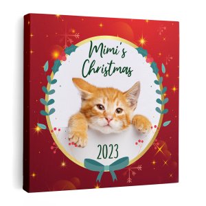 Cat Christmas Photo Custom Canvas