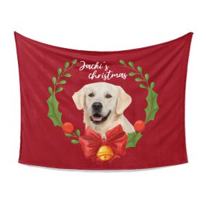 Dog Christmas Photo Custom Blanket