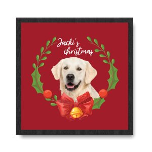 Dog Christmas Photo Custom Framed Print