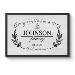 Every Family Has A Story Welcome To Ours Framed Print