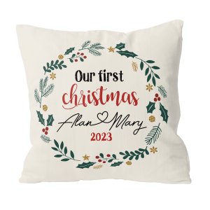 Our First Christmas Newlywed Custom Pillow
