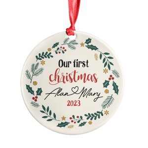 Our First Christmas Newlywed Word Print Ornament