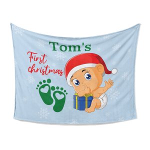 Personalized Baby's First Christmas Custom Blanket