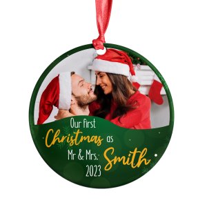 Our First Christmas Married Ornament Custom Name