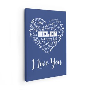 Custom Canvas Print With Name Valentine Gift Blue
