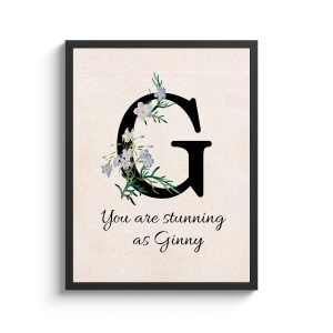 Custom Name First Letter Framed Print Unique Gifts For Women