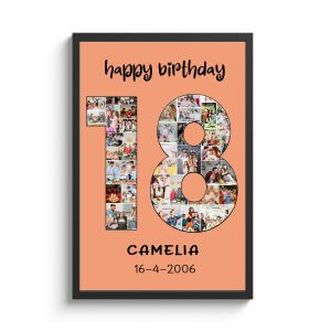 Personalized 18th Birthday Photo Collage Custom Framed Print