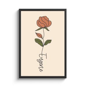 Personalized Flower Custom Name Framed Print Best Gift For Girl
