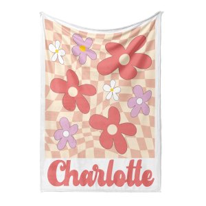 Retro Flower Custom Blanket With Name Best Idea Gift For Women