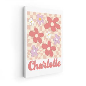 Retro Flower Custom Canvas Print With Name Best Idea Gift For Women