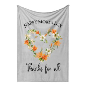 Retro Flower Custom Text Blanket Unique Art Gifts For Mom
