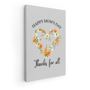 Retro Flower Custom Text Canvas Print Art Gifts For Mom