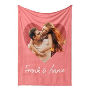 Custom Couple Name Heart-Shaped Blanket
